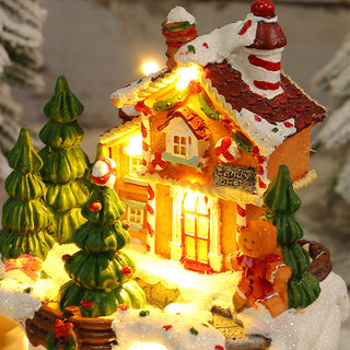 Festliche Weihnachts Schneehaus mit LED-Lichtern und Musik