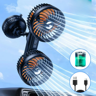 360° Verstellbarer Tragbarer Ventilator Mit Zwei Köpfen