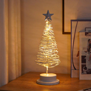 LED-Spiral-Weihnachtsbaum-Tischlampe mit Sternspitze