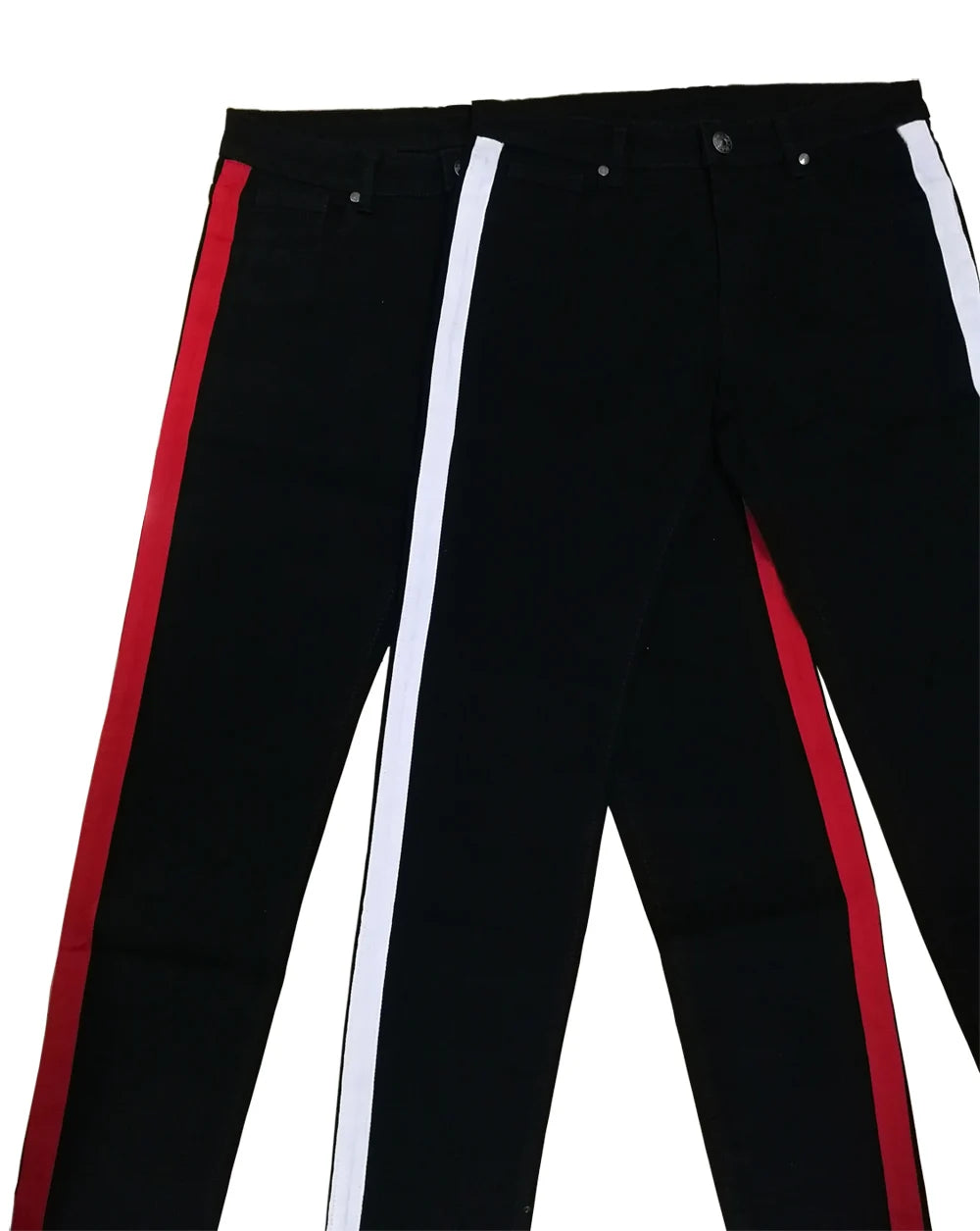 UrbanWave Herren Hip-Hop Elastische Skinny Jeans mit Streifen