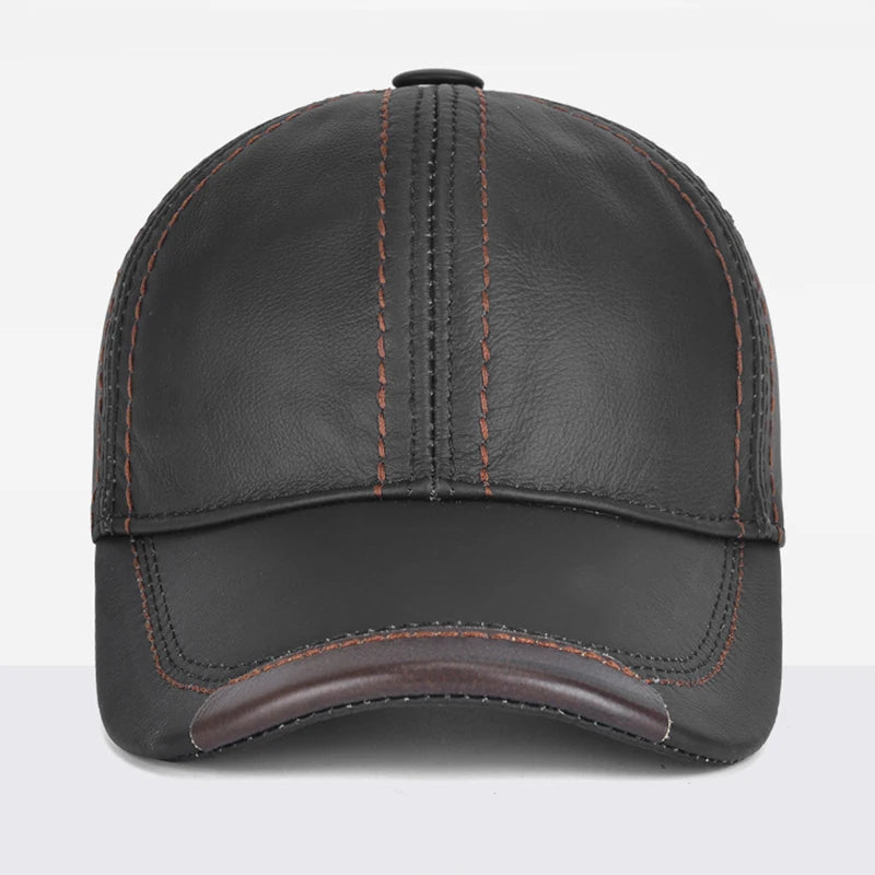 Leathernova Herren-Echtleder-Baseballmütze