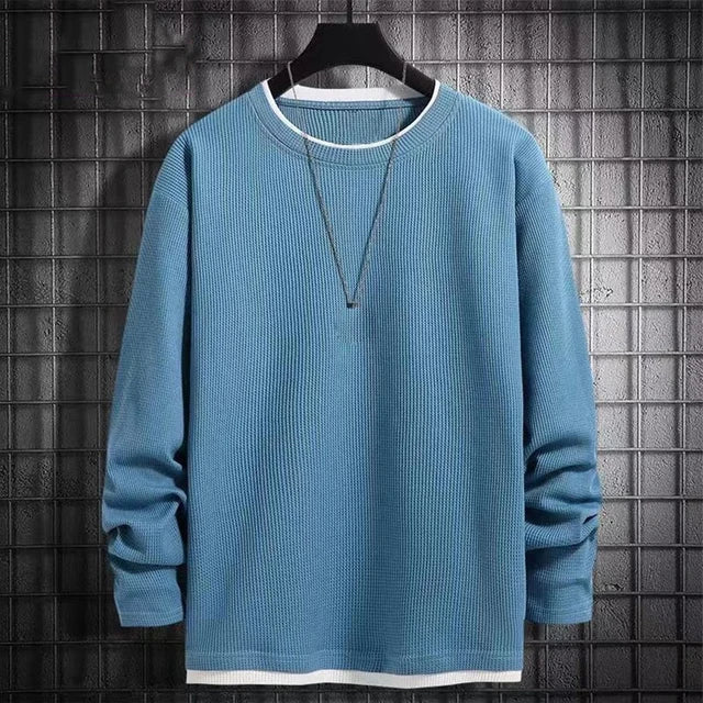 StreetFlex Herren Rundhals-Longsleeve-T-Shirts mit Fake-Zweiteiler-Design