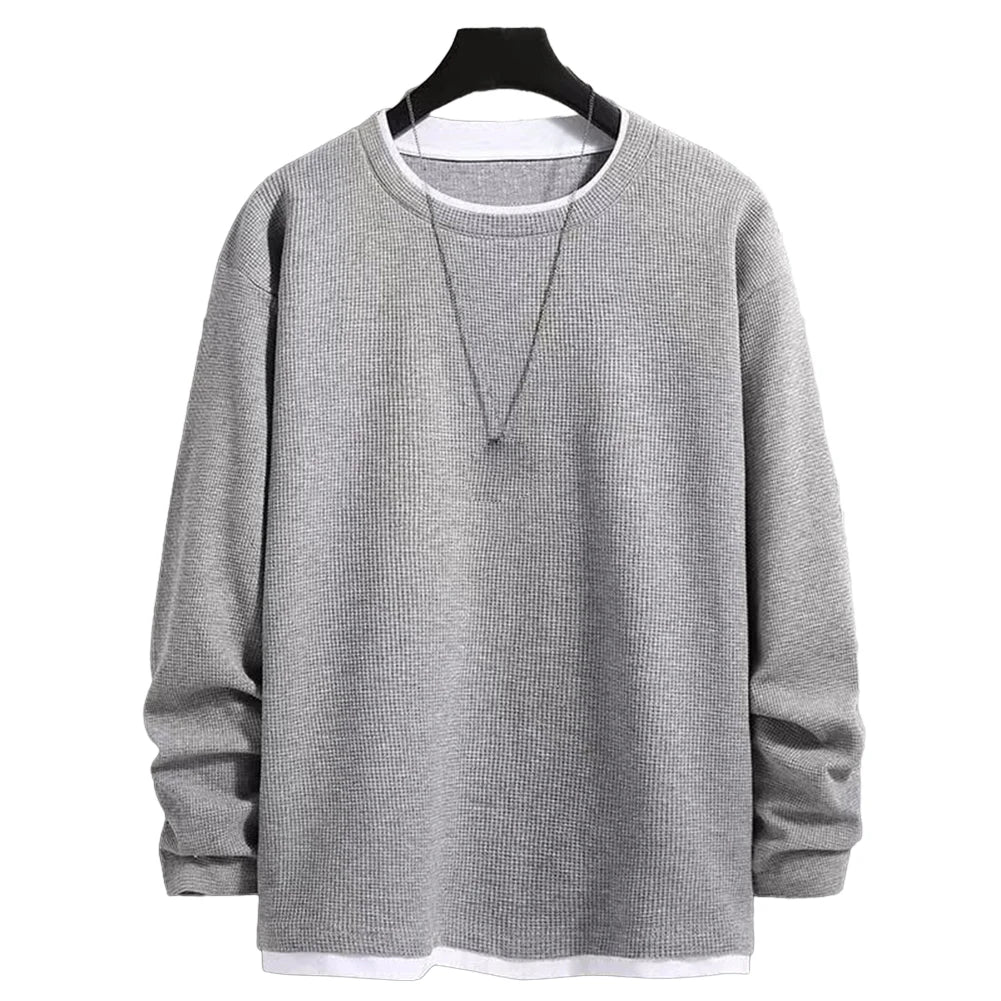 StreetFlex Herren Rundhals-Longsleeve-T-Shirts mit Fake-Zweiteiler-Design