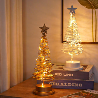 LED-Spiral-Weihnachtsbaum-Tischlampe mit Sternspitze