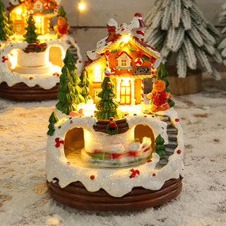 Festliche Weihnachts Schneehaus mit LED-Lichtern und Musik