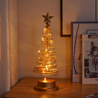LED-Spiral-Weihnachtsbaum-Tischlampe mit Sternspitze