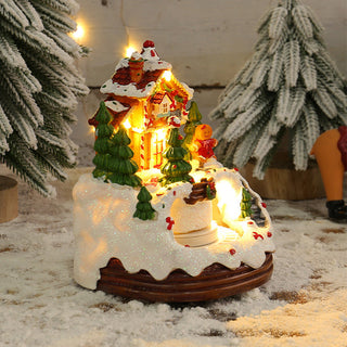 Festliche Weihnachts Schneehaus mit LED-Lichtern und Musik