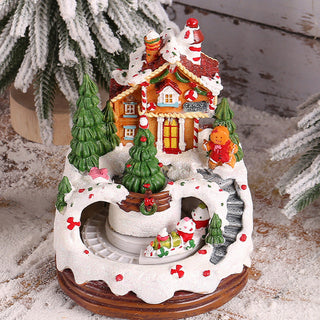 Festliche Weihnachts Schneehaus mit LED-Lichtern und Musik