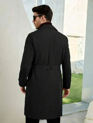 Eleganter Warmer Trenchcoat Für Herren | Schwarz