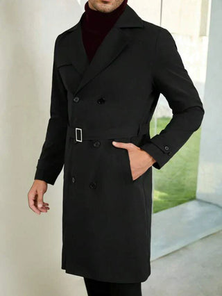 Eleganter Warmer Trenchcoat Für Herren | Schwarz