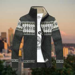 Warme Bedruckte Strickjacke Für Herren | Gestrickt