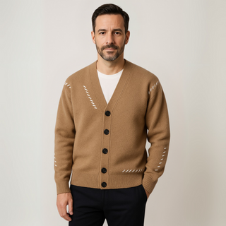 Warme Herren Strickjacke mit V-Ausschnitt | Knopfleiste