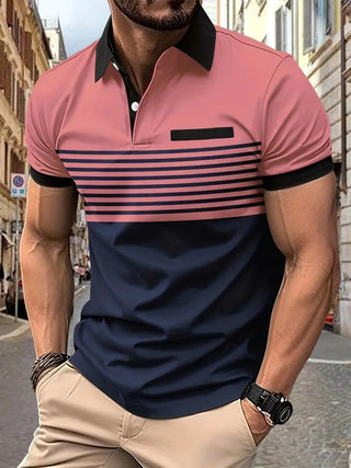 Herren Sommer Gestreiftes Polo | Kurzarm
