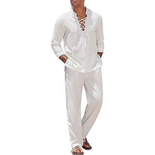 Baumwoll-Leinen-Hemd und Hose für Männer Beachwear von Island Vibes