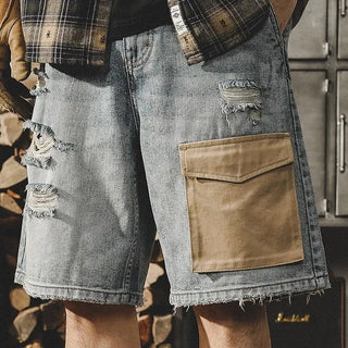 Herren Zerrissene Cargo Kurzhose | mit Tasche