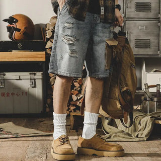 Herren Zerrissene Cargo Kurzhose | mit Tasche