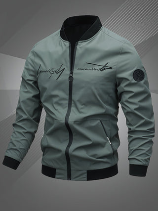 Herren Komfortable Bestickte Übergangsjacke | Mit Buchstaben-Design