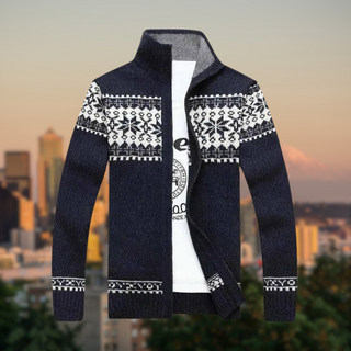Warme Bedruckte Strickjacke Für Herren | Gestrickt