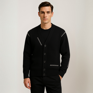 Warme Herren Strickjacke mit V-Ausschnitt | Knopfleiste