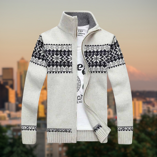 Warme Bedruckte Strickjacke Für Herren | Gestrickt