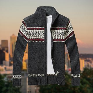 Warme Bedruckte Strickjacke Für Herren | Gestrickt