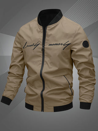 Herren Komfortable Bestickte Übergangsjacke | Mit Buchstaben-Design