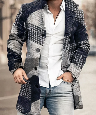 Warmer Herren Winter Trenchcoat | Knopfleiste