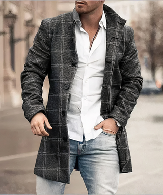Warmer Herren Winter Trenchcoat | Knopfleiste