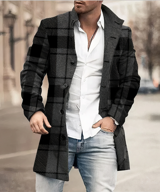 Warmer Herren Winter Trenchcoat | Knopfleiste