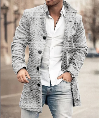 Warmer Herren Winter Trenchcoat | Knopfleiste