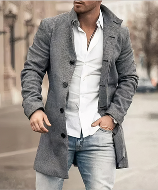Warmer Herren Winter Trenchcoat | Knopfleiste