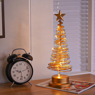 LED-Spiral-Weihnachtsbaum-Tischlampe mit Sternspitze