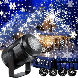 Astrolux Projektor für Weihnachtszauber, projiziert leuchtende Schneeflocken in verschiedenen Designs. Ideal zur stimmungsvollen Dekoration von Häusern und Gärten in der Winterzeit. Perfekt für eine festliche Atmosphäre im Außen- und Innenbereich.