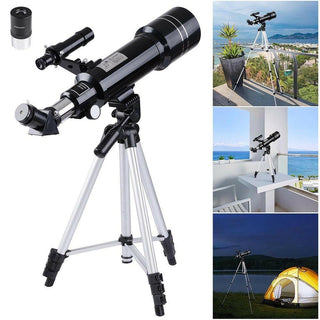 Astronomisches Teleskop mit Stativ und Okularen