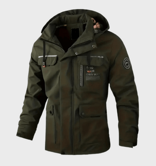 Jake - Herren-Winterjacke mit Statement-Muster auf der Tasche