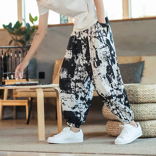 StyleMeister Haremshose: Bedruckte weite Herren-Jogginghose