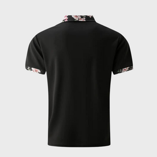 Herren-Polo mit Kragen und Blumendruck | Kurzarm