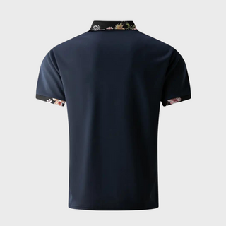 Herren-Polo mit Kragen und Blumendruck | Kurzarm