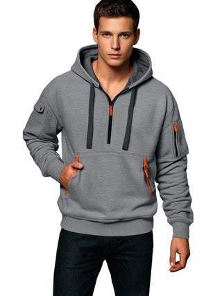Herren-Kapuzenpulli mit Viertelreißverschluss | Lässig