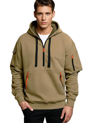 Herren-Kapuzenpulli mit Viertelreißverschluss | Lässig