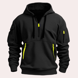 Herren-Kapuzenpulli mit Viertelreißverschluss | Lässig