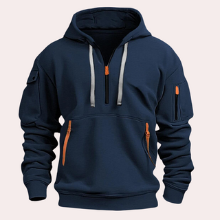 Herren-Kapuzenpulli mit Viertelreißverschluss | Lässig