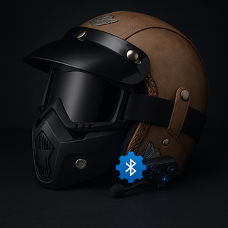 Klassischer Vintage Motorradhelm Für Herren