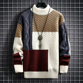 Atmungsaktiver Herren-Pullover im Patchwork-Design | Elegante