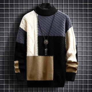 Atmungsaktiver Herren-Pullover im Patchwork-Design | Elegante