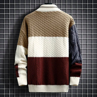 Atmungsaktiver Herren-Pullover im Patchwork-Design | Elegante