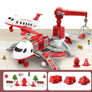 Kinderflugzeug Spielzeug mit Kran und Minifahrzeugen