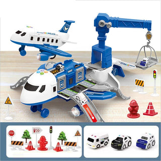 Kinderflugzeug Spielzeug mit Kran und Minifahrzeugen