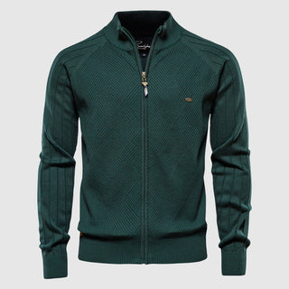 Klassische Stehkragen-Strickjacke für Herren | Reißverschluss