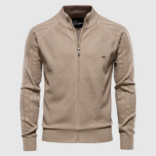 Klassische Stehkragen-Strickjacke für Herren | Reißverschluss